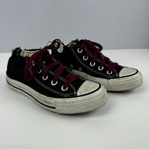 Vintage Converse All Star Low-Top Sneakers Black with Red Laces women's 6 Grunge